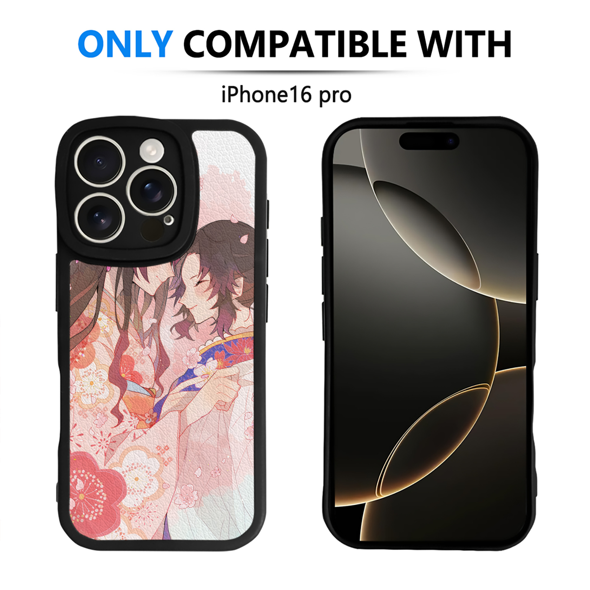（画像用） 鬼滅の刃（きめつのやいば）蟲柱-胡蝶 しのぶ／こちょう しのぶ Kochou Shinobu 【iPhone 16シリーズ対応】シリコンスマホケース（レザー調） 材質：シリコン